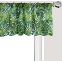 Abakuhaus Bladmotief Raamvalletje, Gordijnvalletje voor Keuken en Slaapkamer met Tunnelzoom, 137 cm x 45 cm, Lichtgroen Donkergroen