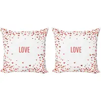Abakuhaus Liefde – Kussenhoes Set 2x50x50 cm – Dubbelzijdig bedrukt – Rits – bordo/wit
