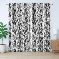 Abakuhaus Zwart-wit rustiek gordijn, geschilderd motief, met lussen en haken voor de woonkamer, 280 x 260 cm, wit zwart