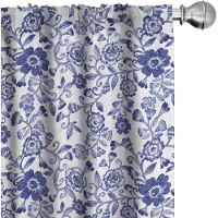 Abakuhaus Aquarell Gordijnen – 2x75x225 cm – Microvezel – Gebloemd violet/blauw/wit