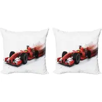 Abakuhaus Autokussensloopset (2 stuks), Formule 1-racedesign, 40 cm, zwart en rood