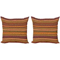 Abakuhaus Kussenhoes Set – 2x40x40 cm – Dubbelzijdig bedrukt – Veelkleurig (Mosterd Bruin)