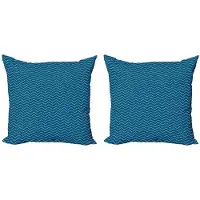 Abakuhaus Kussenhoesenset – Marineblauw/Donkerblauw, Zigzag, 40x40 cm, 2-delig