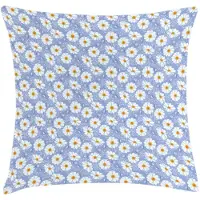 Abakuhaus Madeliefjes-kussenhoes – Lente-herleving, wasbaar, rits – 40x40 cm – Blauw/Oranje/Wit