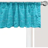 Abakuhaus Nautisch blauwe raamvalletje, gordijnvalletje voor keuken en slaapkamer met tunnelzoom, 137 cm x 30 cm, zeeblauw licht hemelsblauw