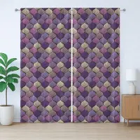 Abakuhaus Kleurrijk rustiek gordijn, abstract gevlochten ontwerp, slaapkamergordijn met lussen en haken, 280 x 245 cm, paarsbeige