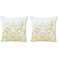 Abakuhaus Narcis Kussenhoes Set – 2×40×40 cm – Dubbelzijdig bedrukt – Microvezel Geel/Oranje/Lichtblauw