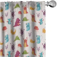 Abakuhaus kindergordijnen Spookachtig Monster – 2x75x175 cm – microvezel multicolor