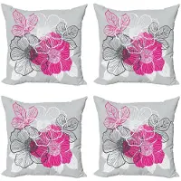 Abakuhaus Grijs Magenta Wit Kussenhoes Set 4x 40x40 – Dubbelzijdig Digitaaldruk
