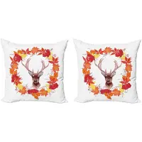 Abakuhaus Fallen Kussenhoes – 2x 45x45 cm – Dubbelzijdig bedrukte – Rits – Oranje/Bruin