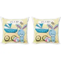 Abakuhaus Kussenhoes Set 2x45x45 cm – Dubbeldruk Avocado-Blauw