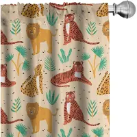 Abakuhaus Dierenwereld gordijnen – 2x75x175 cm – Beige/Multikleur