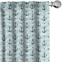 Abakuhaus Anker-gordijnen – 2x75x175 cm – Bleekblauw & Donker Groen – Microvezel