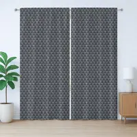 Abakuhaus Donkergrijs rustiek gordijn, diagonale strepen en driehoeken, met lussen en haken voor de woonkamer, 280 x 260 cm, grijs en donkergrijs