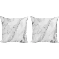 Abakuhaus Marmeren Kussenhoezenset (2 stuks), Granietmotief, 45 cm, Grijs/Stofwit