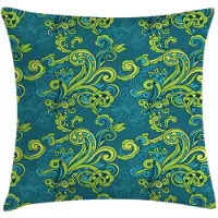 Abakuhaus – Bloemen-kussenhoes 40x40 cm – Teal groen – dubbelzijdig