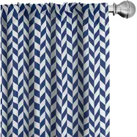 Abakuhaus Gordijnen – visgraat geometrisch – 2x75x245 cm – wit/nachtblauw
