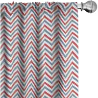 Abakuhaus – 2-delige gordijnen Pastel zigzag – Microvezel 150x175 cm – Lichtblauw, Rood & Wit