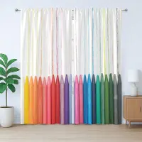 Abakuhaus Rustiek Gordijn met Kleurpotloden, Verfknutsel Kleurenschaal, met Lusjes en Haken voor de Woonkamer, 280 x 175 cm, Multicolor