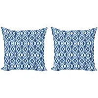 Abakuhaus Ikat kussenhoezen-set – 2x40 cm – Donkerblauw/Wit