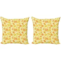 Abakuhaus Geel-Wit Kussenhoezen Set – 2x40x40 cm – Dubbelzijdig Digitaaldruk