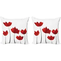Abakuhaus Bloemen Kussenhoes Set – 2x50x50 cm – vermiljoen en wit – dubbelzijdig digitaal