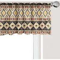 Abakuhaus Aztec raamvalletje, gordijnvalletje voor keuken en slaapkamer met tunnelzoom, 137 cm x 30 cm, mosterdbruin