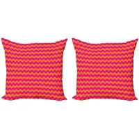 Abakuhaus Kussenhoezen Set van 2 – Zig-zag Oranje/Magenta – 45x45 cm