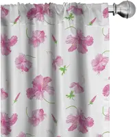 Abakuhaus Bloemen gordijnen – 2x75x225 cm – Microfaser – Roze/Wit