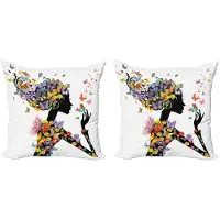 Abakuhaus Kussenhoes Set – Vlinders, Dubbelzijdig 50x50 cm, Multicolor