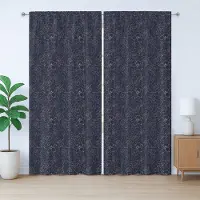 Abakuhaus Marineblauwe rustieke gordijnen, abstract bloemenmotief, slaapkamergordijn met plooien, lussen en haken, 280 x 175 cm, indigo zandbruin