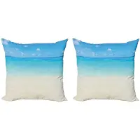 Abakuhaus Ocean kussenhoes – 2x60x60 cm – dubbelzijdig bedrukt – crème marineblauw