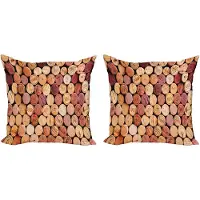 Abakuhaus Wijn Kussenhoes Set – 2x40x40 cm – Dubbelzijdig Print – Mosterd/Mauve