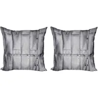 Abakuhaus Industriële Kussenhoes – 2x45x45 cm – Dubbelzijdige Opdruk – Grijs/Wit