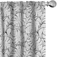 Abakuhaus Zwart-Wit Voorhang – Palm Leafage, 2x75x225 cm, Microfaser