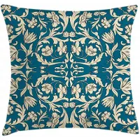 Abakuhaus Kussenhoes – Dubbelzijdig bedrukt 40x40 cm – Petrolblauw & Creme, met rits