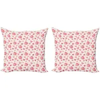 Abakuhaus Tee Kussenhoes Set – 2x45x45 cm – Dubbelzijdig digitaal bedrukt – Lichtroze perzik