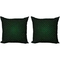 Abakuhaus bosgroene satijnstof – kussenhoes 45x45 cm – 2-delige set groen/zwart