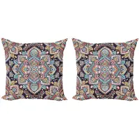 Abakuhaus – Dekokussenhoes 2x45x45 cm – Vintage Boho – Dubbelzijdig druk – Nachtblauw