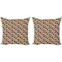 Abakuhaus Stippen Kussenhoes Set 40x40 cm – 2x Dubbelzijdig Digitaaldruk – Meerkleurig Burgund