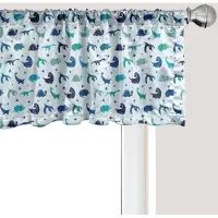 Abakuhaus Babykamer Dino Raamvalletje, Gordijnvalletje voor Keuken en Slaapkamer met Tunnelzoom, 137 cm x 30 cm, Babyblauw en Multicolor