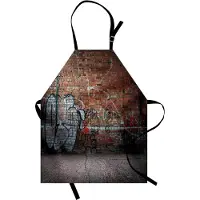 Abakuhaus Kookschort met bakstenen muur, Graffiti Old Wall Street, machinewasbaar digitaaldruk, kleurvast, meerkleurig