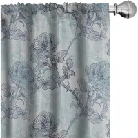 Abakuhaus Bloemen Gordijnen – 2x75x175 cm – Microvezel – Halfdonker – Blauw/Grijs Multicolor
