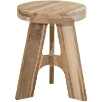 Mega Collections Zit krukje - bijzet stoeltje - Decowood - lichtbruin - D30 x H40 cm - rond - FSC hout - Luxe uitvoering