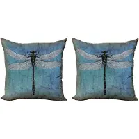 Abakuhaus Grunge decoratiekussen – Kussenhoes 2-delige set – Turquoise/donkerblauw, 40×40 cm