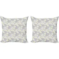 Abakuhaus Madeliefjes Kussensloopset (2 stuks), bosje kamillebloesems, 60 cm, Lichtgrijsgeel