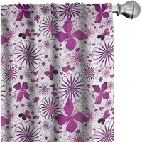 Abakuhaus Vlindergordijnen – 2x75x175 cm – microvezel – lila/wit
