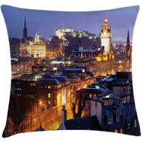 Abakuhaus Schotland Kussenhoes – Edinburgh-skyline – Decoratieve Kussensloop – 45x45 cm – Tweezijdig bedrukt, Multicolor