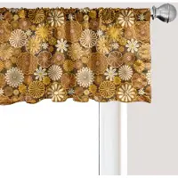 Abakuhaus Geelbruine raamvalance, gordijnvalance voor keuken en slaapkamer met tunnelzoom, 137 cm x 45 cm, amber donkergeel
