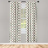 Abakuhaus raamgordijnen – hulstbessen 2-delige set 75 x 245 cm – Groen/Wit/Rood